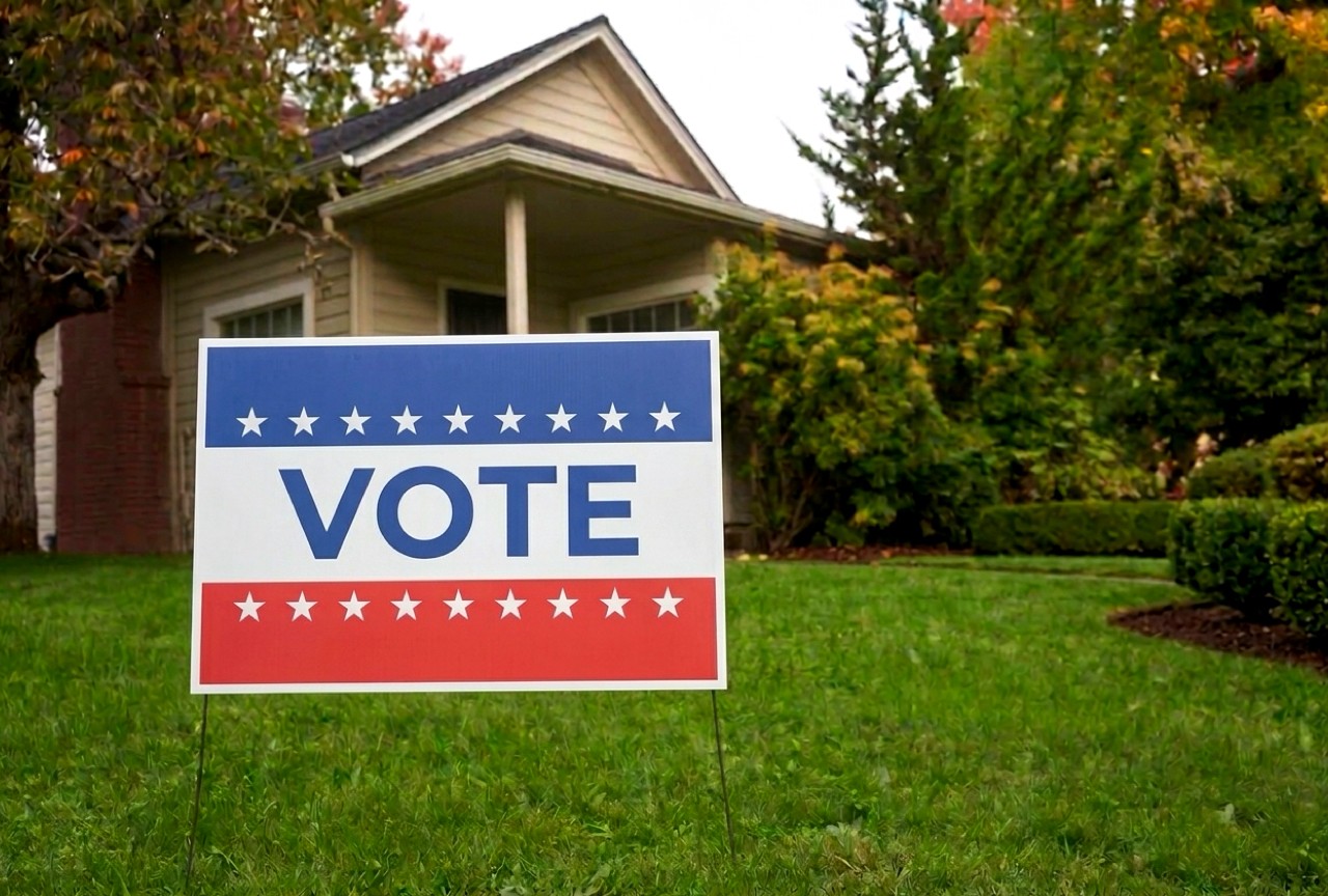 Poly Bag Political Yard Sign in Lawn Poly Bag Political Yard Sign in Lawn